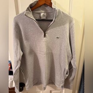 Lacoste Gray Zip Up Sweater Classic Knit